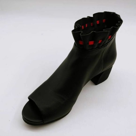 Lori Goldstein Womens Binnie Ankle Booties Black Zipper Leather Block Heels 6 M - Picture 3 of 10